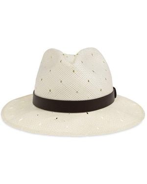 Giorgio Armani Perforated Fedora Hat - White