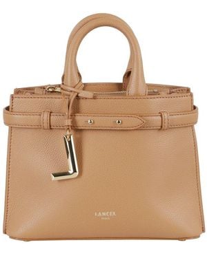 Lancel Logo Printed Top Handle Bag - Natural
