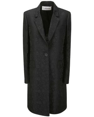 Lanvin Long Floral Print Coat - Black