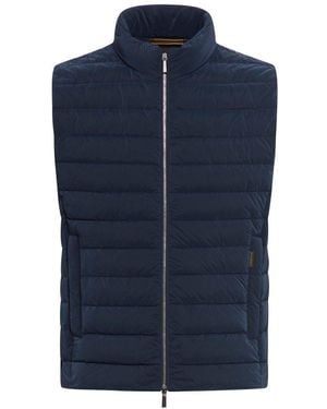 Moorer High-neck Quilted Down Vest - Blue