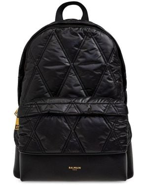 Balmain Diamond Motif Quilted Backpack - Black