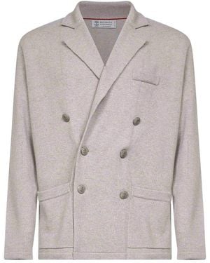 Brunello Cucinelli One-And-A-Half-Breasted Blazer-Style Cardigan - Grey