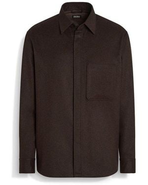 ZEGNA Silk And Cashmere Shirt - Brown