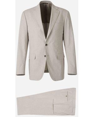 Canali Houndstooth Pattern Suit - White