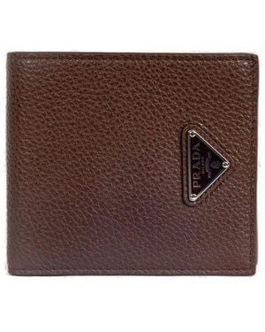 Prada Triangle-Logo Wallet - Brown