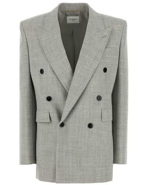 Saint Laurent Double-Breasted Peaked Lapel - Grey
