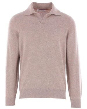 Brunello Cucinelli Polo-Neck Knitted Jumper - Pink
