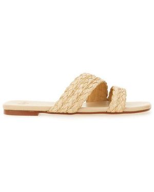 Castañer Valeria Rafia Woven Sandals in White | Lyst