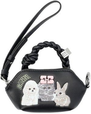 Ganni Animal Bow Nano Charms Bag - Black
