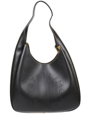 Stella McCartney Logo Perforated Shoulder Bag - Black