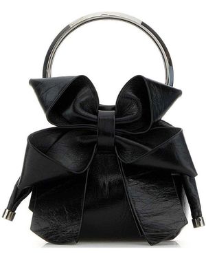 Jimmy Choo Micro Bon Bon Bow Detailed Tote Bag - Black