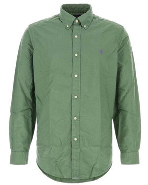Polo Ralph Lauren Logo Embroidered Buttoned Shirt - Green