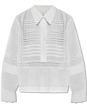 Munthe Lace Detail Button-Up Top - White