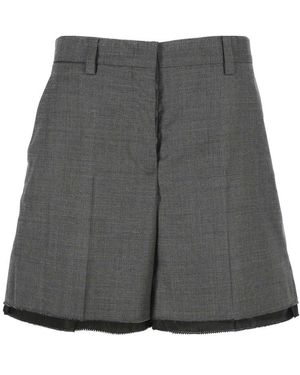 Miu Miu Grisaille Low-Rise Bermuda Shorts - Grey