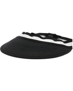 Gucci Grosgrain Ribbon Trim Visor Hat - Black