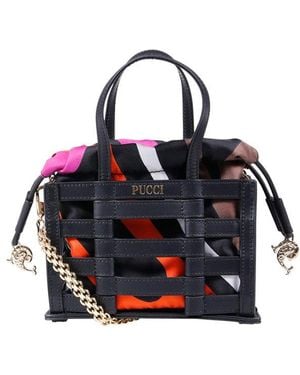 Emilio Pucci Logo Lettering Caged Tote Bag - Blue