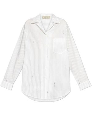 Blumarine Striped Oversized Button-Up Top - White