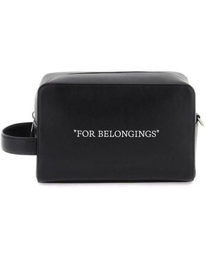 Off-White c/o Virgil Abloh Off- Quote-Print Zip-Up Wash Bag - Black