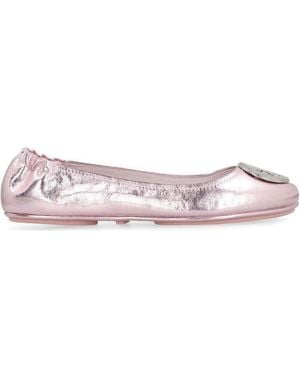 Tory Burch Minnie Travel Logo Detailed Ballet Shoes - Pink