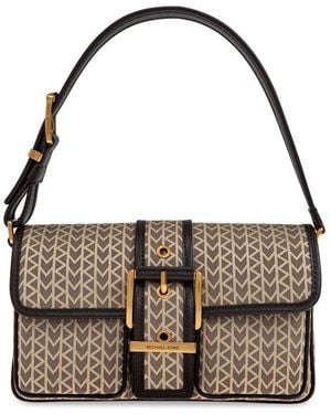 MICHAEL Michael Kors Colby Medium Mk2000 Logo Jacquard Shoulder Bag - Metallic
