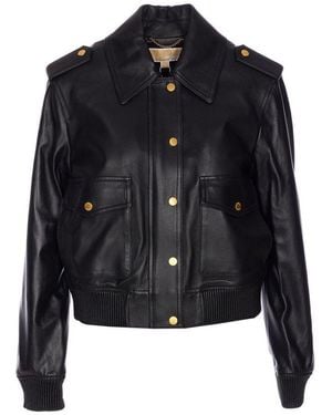 MICHAEL Michael Kors Leather Blouson Jacket - Black