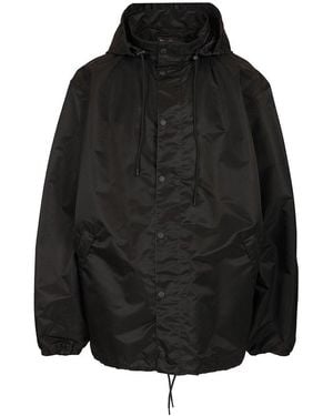 Balenciaga Logo-Tape Windbreaker Jacket - Black