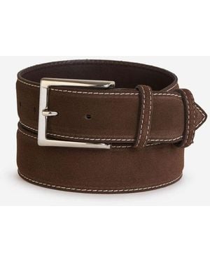 Bontoni Suede Contrast Belt - Brown