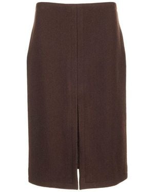 Dries Van Noten Wool Pencil Skirt - Brown