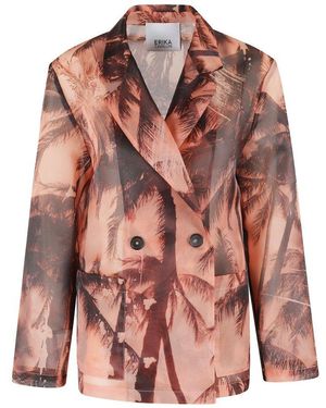 Erika Cavallini Semi Couture Palm Print Blazer Jacket - Pink