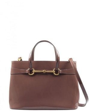 Gucci Strapped Top Handle Bag - Brown