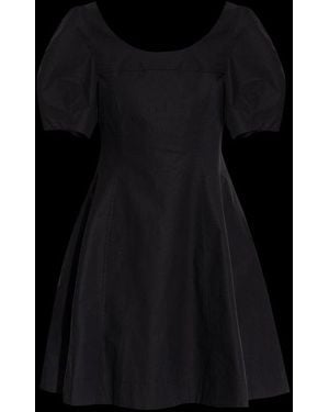 Theory City Poplin Puff Sleeved Mini Dress - Black