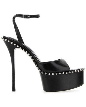 Alexander Wang Nova 145 Leather Platform Sandals - Black