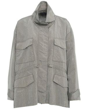 Pinko Embellished Mini Studs Technical Parka in Gray | Lyst