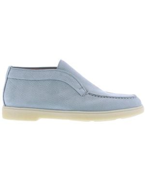 Santoni Round Toe Slip-On Loafers - Blue