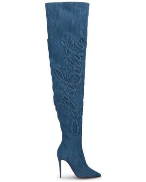 Christian Louboutin Kate Alta Denim Boots - Blue