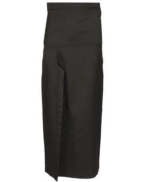 Lemaire Slited Straight Hem Midi Skirt - Black