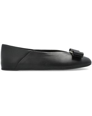 Ferragamo Bow-Detail Ballet Flats - Black