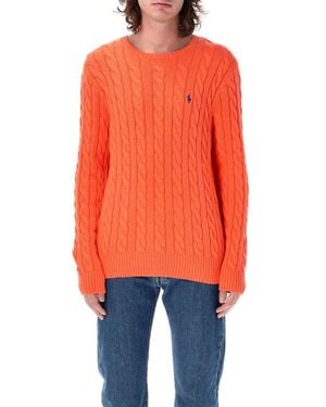 Polo Ralph Lauren Logo Embroidered Cable-Knit Jumper - Orange