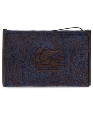 Etro Pegaso Zipped Wallet - Blue