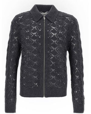 Jil Sander Openwork Zipped Knit Cardigan - Black