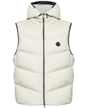 Moncler Guersac Diagonal-Quilted Hooded Dwon Vest - White