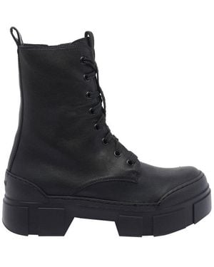 Vic Matié Round-Toe Lace-Up Ankle Boots - Black