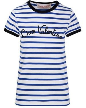 Valentino Striped Crewneck T-Shirt - Blue
