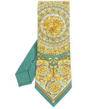 Versace Barocco Jacquard Pointed-Tip Tie - Yellow