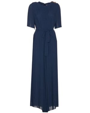 Twinset Pleated Crepe Georgette Jumpsuit - Blue