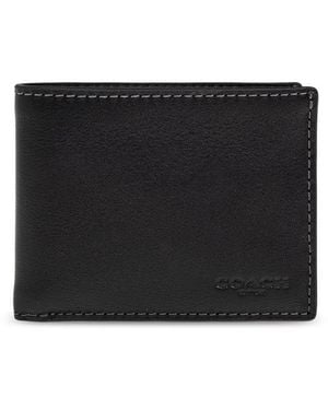 COACH Logo Embossed Slim Billfold Wallet - Black