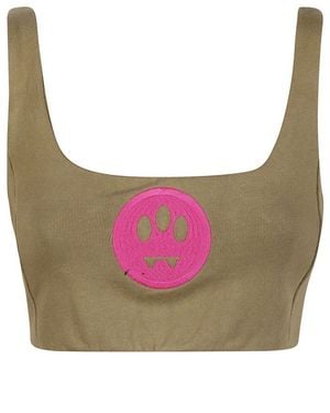 Barrow Smiley-Face Sleeveless Jersey Cropped Top - Pink
