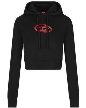 DIESEL F-Slimmy-Hood-Od Cut-Out Oval D Logo Hoodie - Black