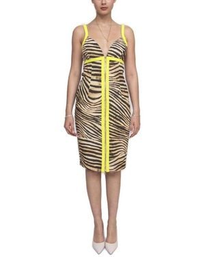Just Cavalli Animal Printed Zipped Midi Dress - Yellow