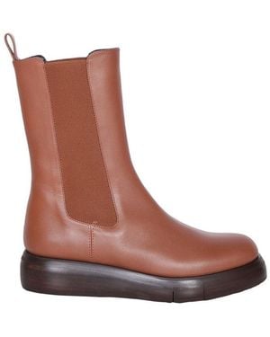 Paloma Barceló Jack Round-Toe Slip-On Boots - Brown